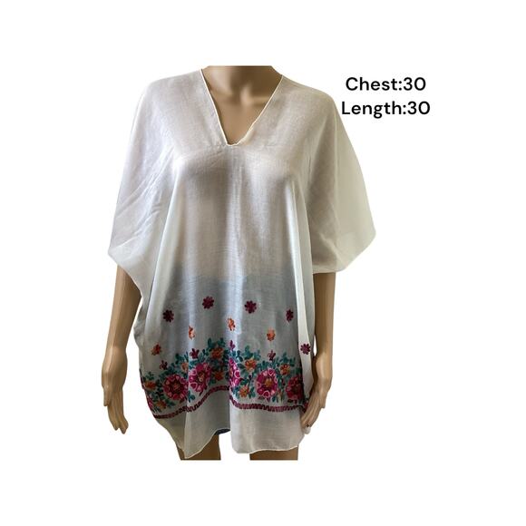 White Gauze lightweight sheer fabric  beachwear embroidery - Picture 1 of 6